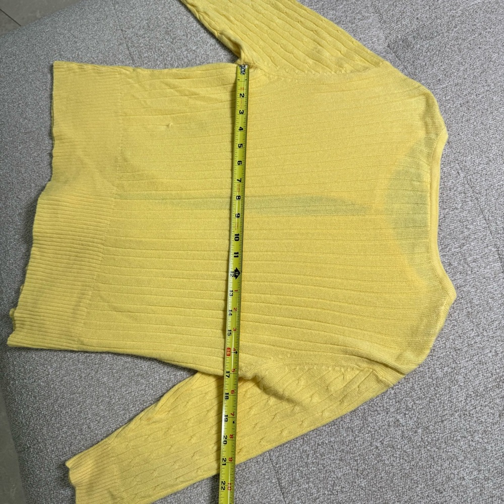 Vintage Heirloom Collectibles Yellow Cable Knit Cardigan Sweater Women’s L - Picture 6 of 8